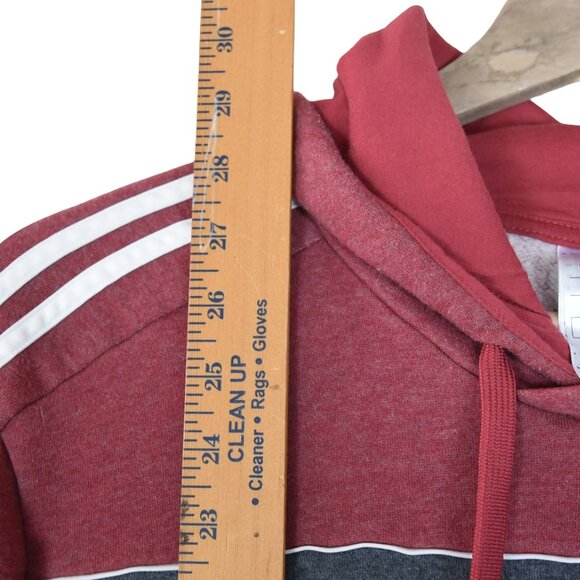 Adidas XL Colorblock Hoodie Red Gray Logo Pullover Streetwear Athleisure - Picture 5 of 6